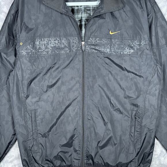 Nike ACG Retro Black Camo Windbreaker Jacket XXXL Plaid Lining Gold Swoosh - Picture 3 of 8